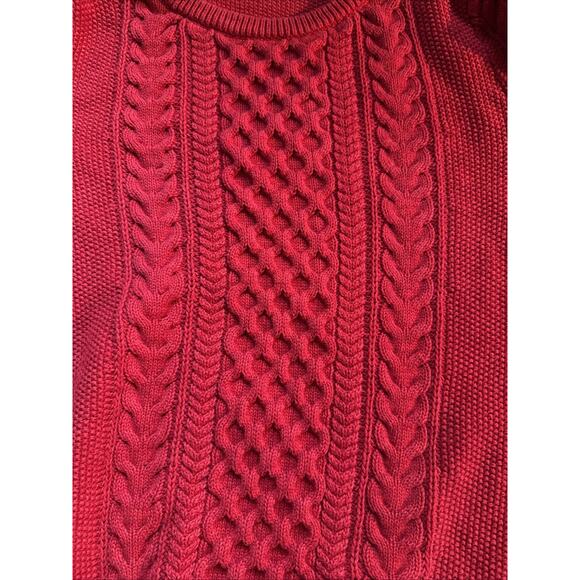 Gap Red Cable Knit Cotton Sweater Women’s Large - Picture 6 of 7